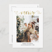 ハートモダン金ゴールドスメリークリプトフォトクリスマス シーズンポストカード (正面/裏面)