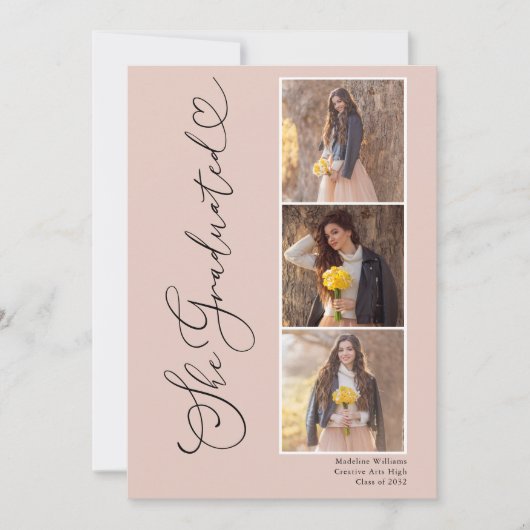 ハートモダン4枚写真卒業パーティー 招待状 (正面)
