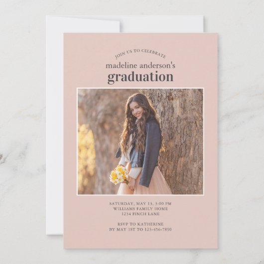 ハートモダン4枚写真卒業パーティー 招待状 (裏面)