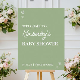 ハートモダンHello Baby Shower Welcome Poster ポスター