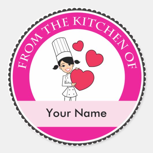 ハートモチーフの女の子 –  ラウンドシール (正面)