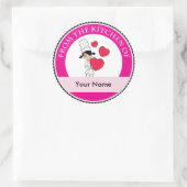 ハートモチーフの女の子 –  ラウンドシール (バッグ)