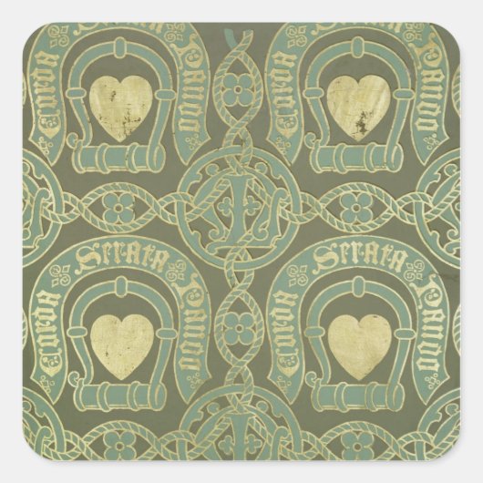 ハートモチーフ教会壁紙デザイン スクエアシール (正面)