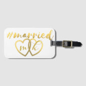 ハートモノグラムたった今結婚しましたハネムーンラゲージタグ ラゲッジタグ (正面横)