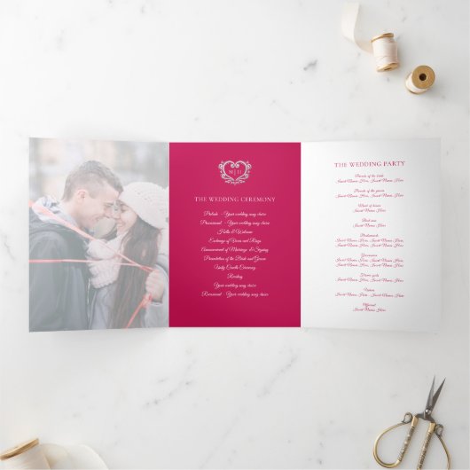 ハートモノグラムアートフォトウェディングプログラム 三つ折りプログラム (内部)