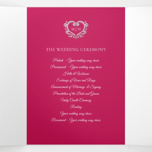 ハートモノグラムアートフォトウェディングプログラム 三つ折りプログラム (内部中)