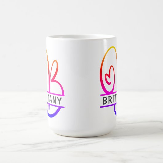 ハートモノグラムカスタムコーヒーマグ – レターB コーヒーマグカップ (中央)