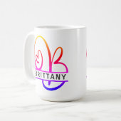 ハートモノグラムカスタムコーヒーマグ – レターB コーヒーマグカップ (正面左)