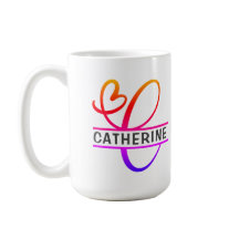 ハートモノグラムカスタムコーヒーマグ – レターC