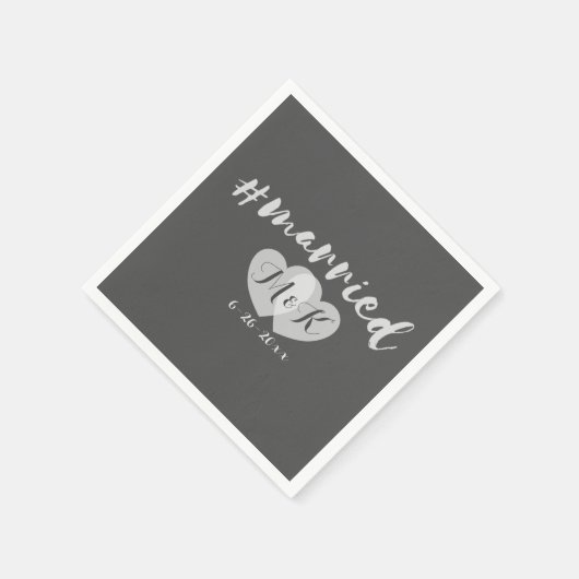 ハートモノグラム結婚したハ結婚シュタグのナプキン スタンダードカクテルナプキン (角)