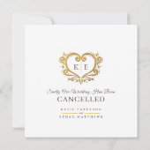 ハートモノグラム結婚はキャンセルされた愛患者ブラウン 案内状 (裏面)