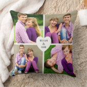 ハートモノグラム4枚写真コラージュ クッション (ブランケット)