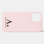 ハートモノグラム ピンクガーリーかわいいフェミニン Case-Mate iPhoneケース (裏面 (横))
