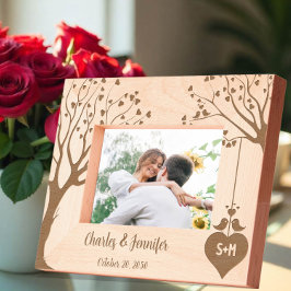 ハートモノグラム 名前 カップル ラブ ツリー デザイン レーザー彫刻フレーム