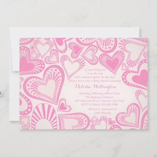 ハートモンタージュピンク招待状 招待状 (正面)