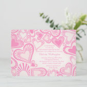 ハートモンタージュピンク招待状 招待状 (スタンド正面)