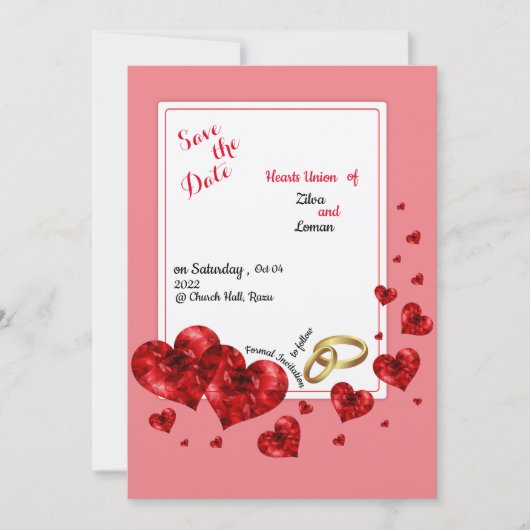 ハートユニオン、レイド紙日付カードを保存 セーブザデート (正面)