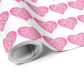 ハートユニークパターン赤白青黄 ラッピングペーパー (ロールコーナー)