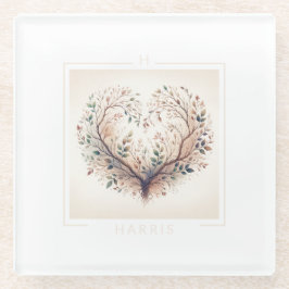 ハートユニークモノグラム ガラスコースター