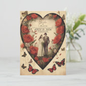 ハートユニーク型結婚式招待状 招待状 (スタンド正面)