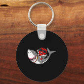 ハートライディングシャークバレンタインデーおもしろい少年少女 キーホルダー (裏面)