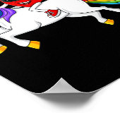 ハートライディングユニコーンバレンタインデーおもしろいガールズキッド ポスター (角)