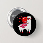 ハートライディングラマヴァレンティーンズデイおもしろいアルパカ 缶バッジ (正面&裏面)