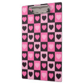 ハートライトピンク熱ピンク濃いブルゴーニュ市松模様に クリップボード (左)