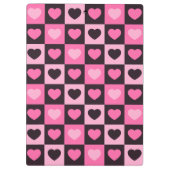 ハートライトピンク熱ピンク濃いブルゴーニュ市松模様に クリップボード (裏面)