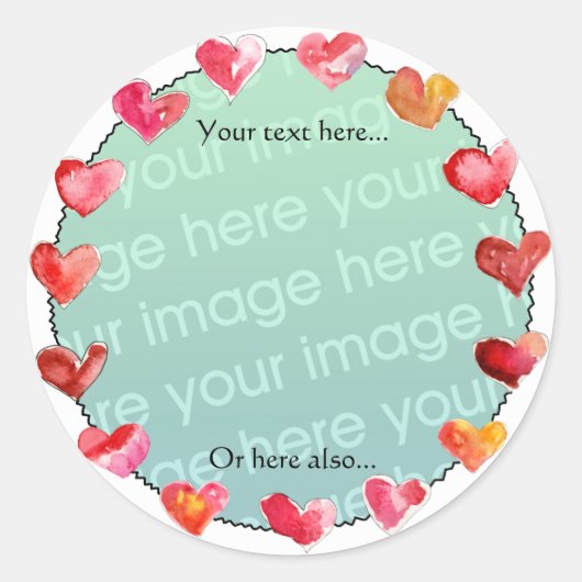 ハートライン大 – 自分のステッカーを作る ラウンドシール (正面)