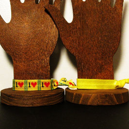 ハートラブアーティザンクロシェプリント弾性リストバンド ヘアタイ