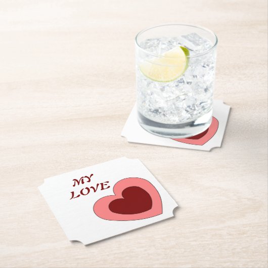 ハートラブガールフレンド妻周年記念ギフトパーティー ペーパーコースター (インサイチュ)