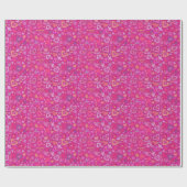 ハートラブコラージパターンピンク明るい赤紫色マゼンタ ラッピングペーパー (フラット)