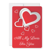 ハートラブシェイプと赤い白のデザインカード