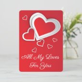 ハートラブシェイプと赤い白のデザインカード シーズンカード (スタンド正面)