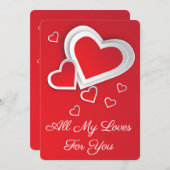 ハートラブシェイプと赤い白のデザインカード シーズンカード (正面/裏面)