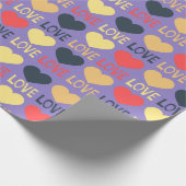 ハートラブタイポグラフィかわいいバレンタインデー ラッピングペーパー (角)