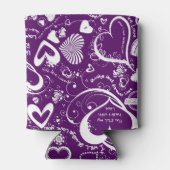 ハートラブドードルパープルホワイトドリンククーラーボックス 缶クーラー (裏面)