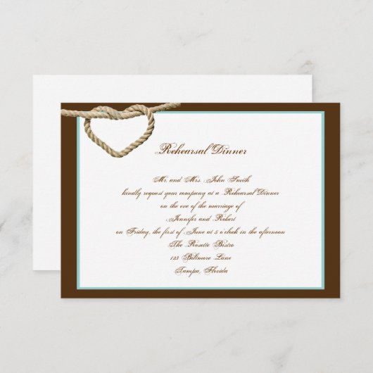 ハートラブノットウェスタンのリ結婚ハーサルディナー 招待状 (正面/裏面)
