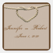 ハートラブノットウェスタン結婚ズ封筒用シール スクエアシール (正面)