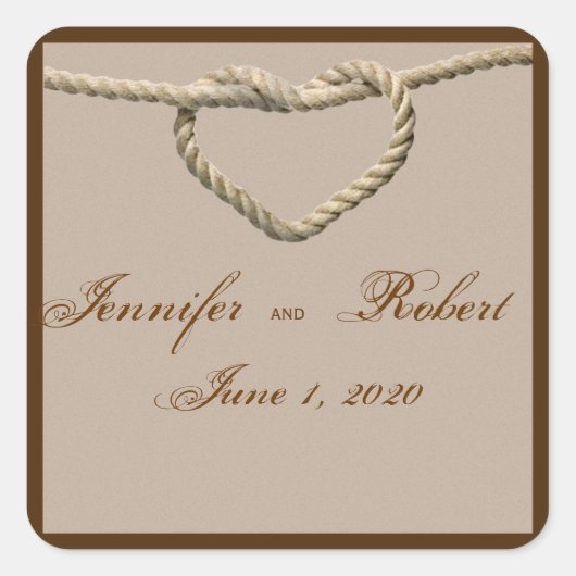 ハートラブノットウェスタン結婚ズ封筒用シール スクエアシール (正面)