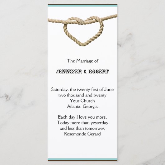 ハートラブノットウェスタン結婚式 プログラム (正面)