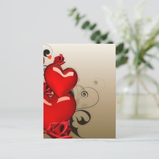 ハートラブハートカスタムパーソナライズ記念日 ポストカード (スタンド正面)