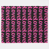 ハートラブバレンタインデーピンクブラックブランケット フリースブランケット (正面(横))