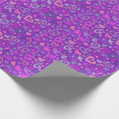 ハートラブバレンタイン紙コラージパターンパープル ラッピングペーパー (角)