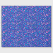 ハートラブバレンタイン紙コラージパターンブルー ラッピングペーパー (フラット)