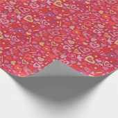 ハートラブバレンタイン紙コラージパターンレッド ラッピングペーパー (角)