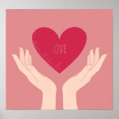 ハートラブバレンタイン赤面ピンクガール ポスター (正面)