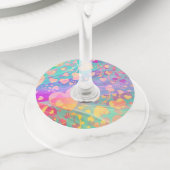 ハートラブパターンパステルデザイン ワイングラスタグ (クローズアップ)