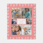 ハートラブピンクパーソナライズされたフォトコラージュおばあちゃん フリースブランケット (正面)